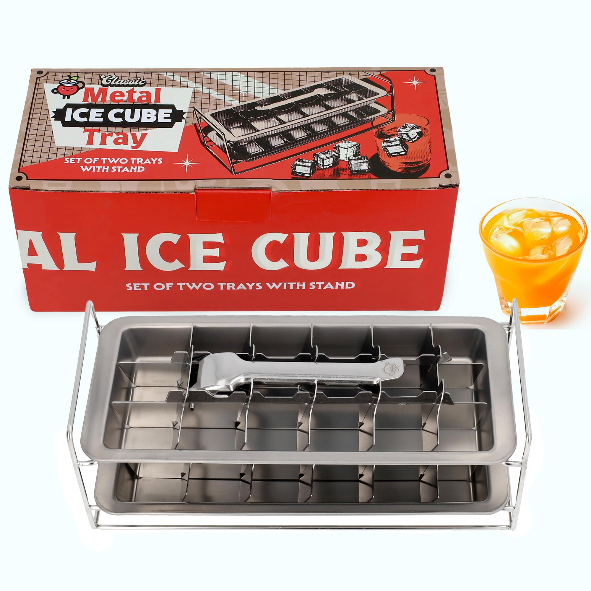 Buy Captain Cranberry Metal Stainless Steel Ice Cube Trays, Stand
